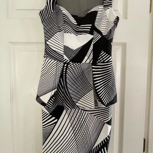 Chic Asymmetrical Black and White Dress